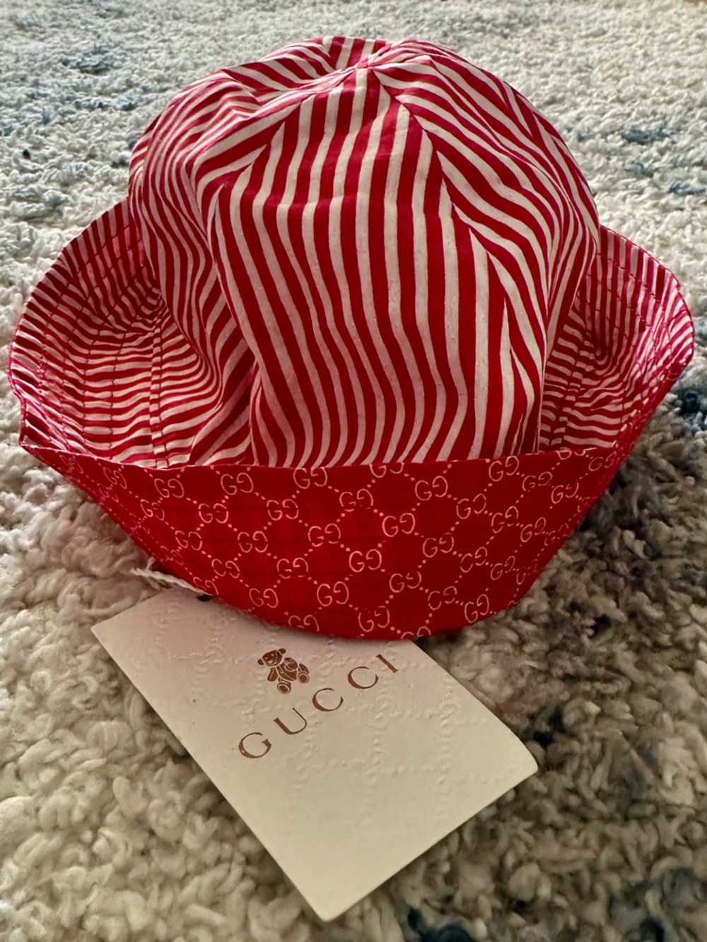 Gucci Red baby boy Monogram Bucket Hat